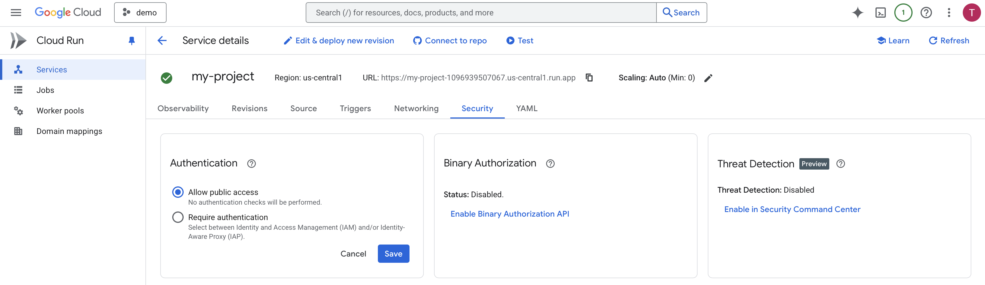 No authentication checks will be performed.