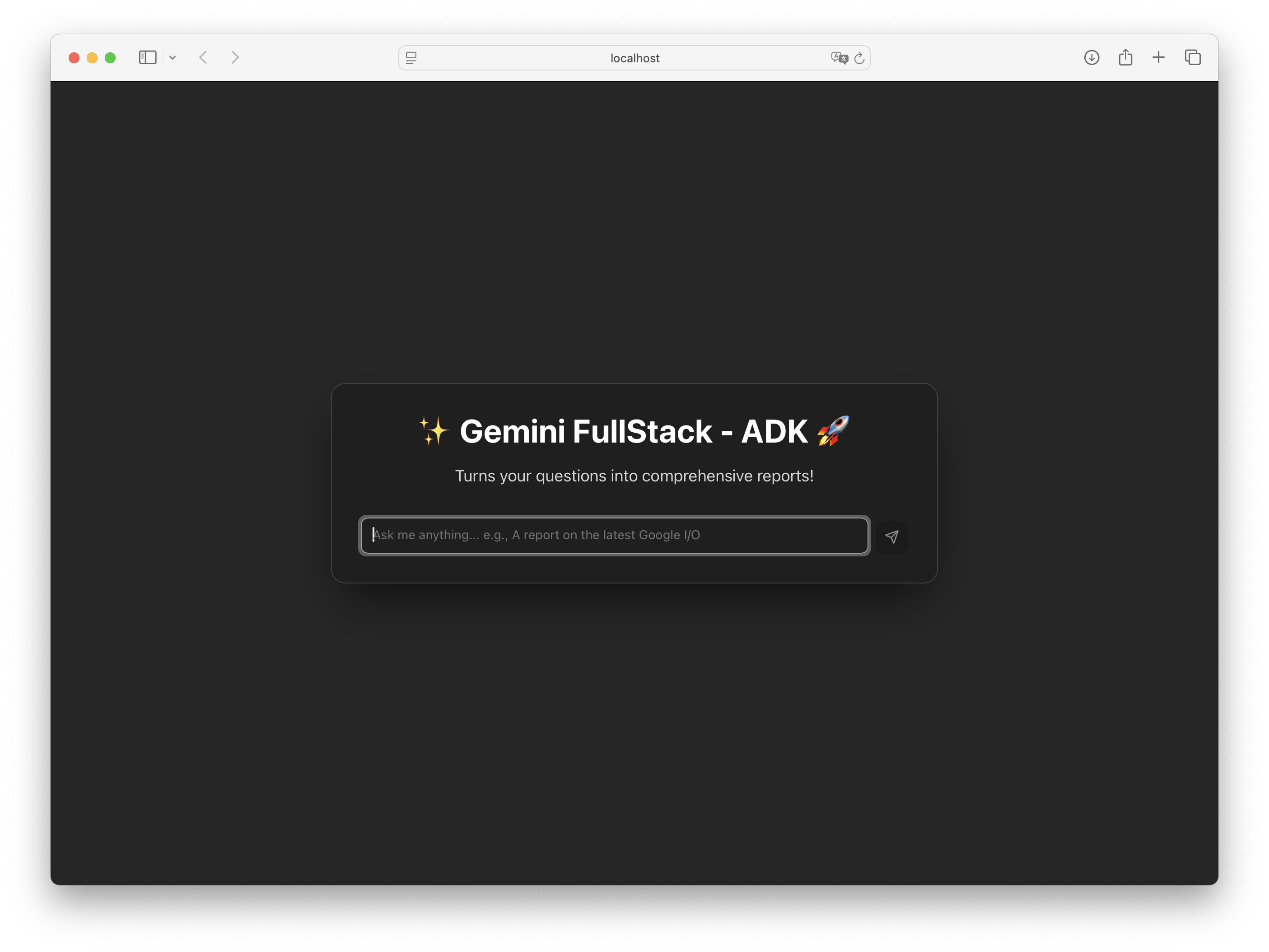 The running Gemini Fullstack agent application.